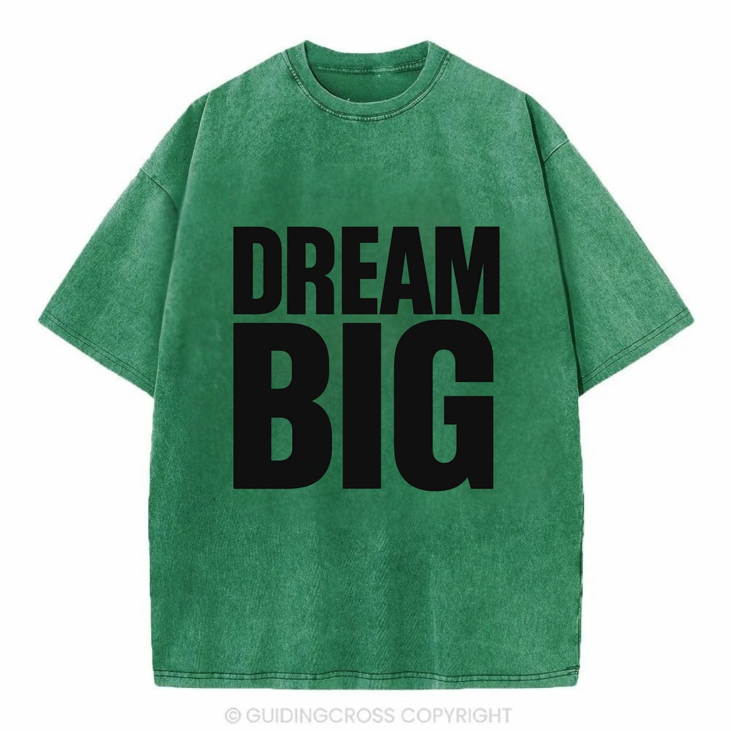 Bold typography design - "DREAM BIG" - ambitious goals, no limits - Vintage T-shirt - Forest Mist(Green)