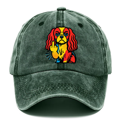 Cavalier King Charles Spaniel with long ears, regal paw giving finger - Classic Cap - Forest Mist(Green)