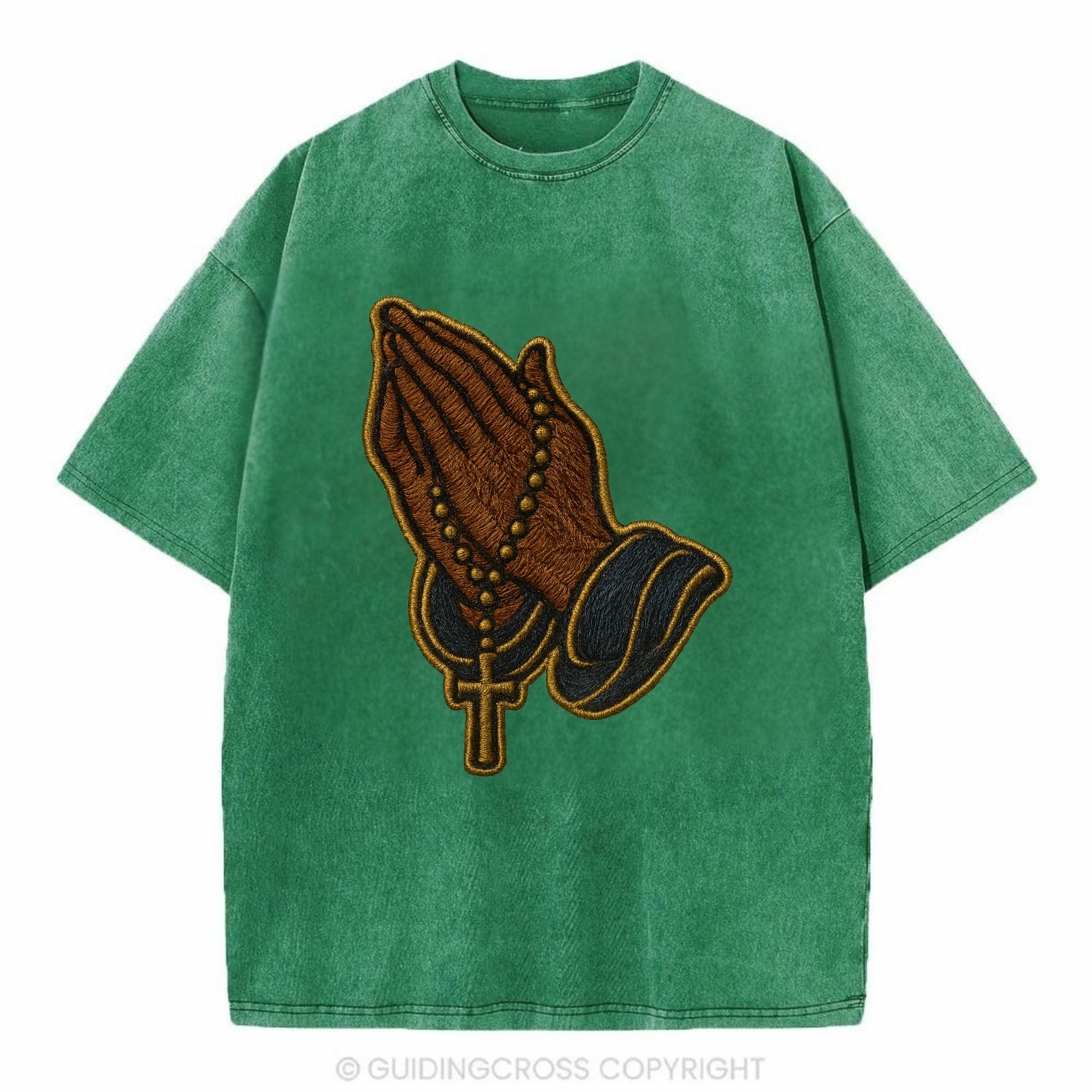 Praying Hands  - Vintage T-shirt - Forest Mist(Green)