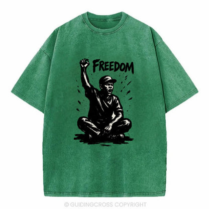 Sit-in protest figure - civil disobedience ink art - Vintage T-shirt - Forest Mist(Green)