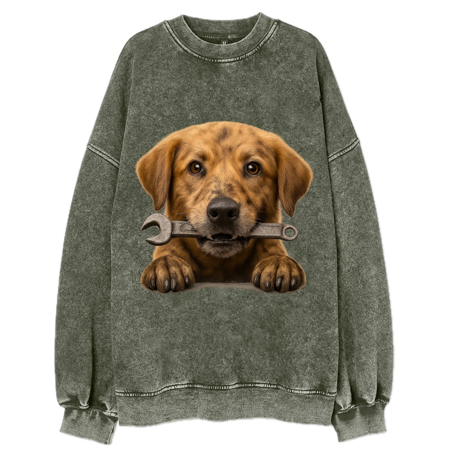 Mechanic Dog  - Vintage Sweatshirt - Forest Mist(Green)