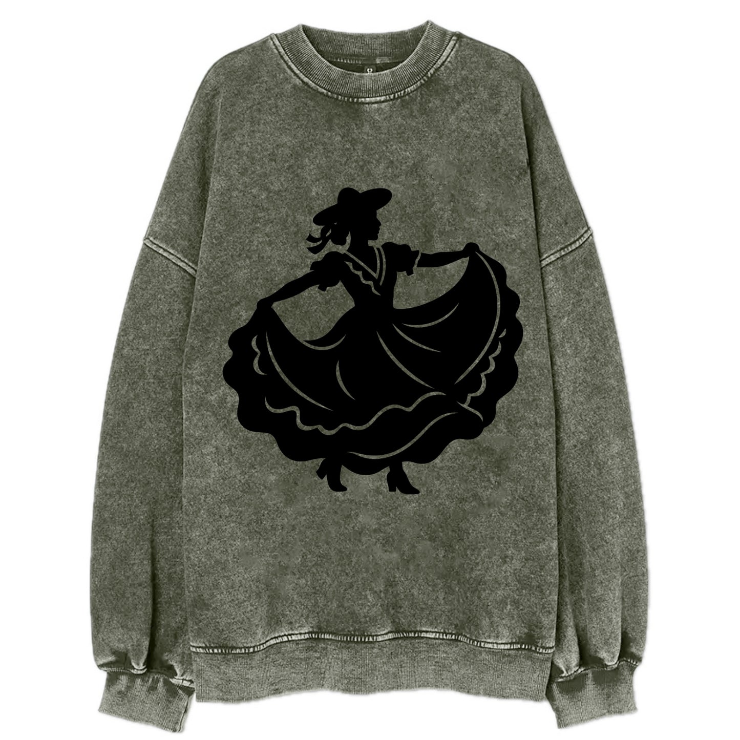 Mexican folk dancer twirling skirt - Vintage Sweatshirt - Forest Mist(Green)