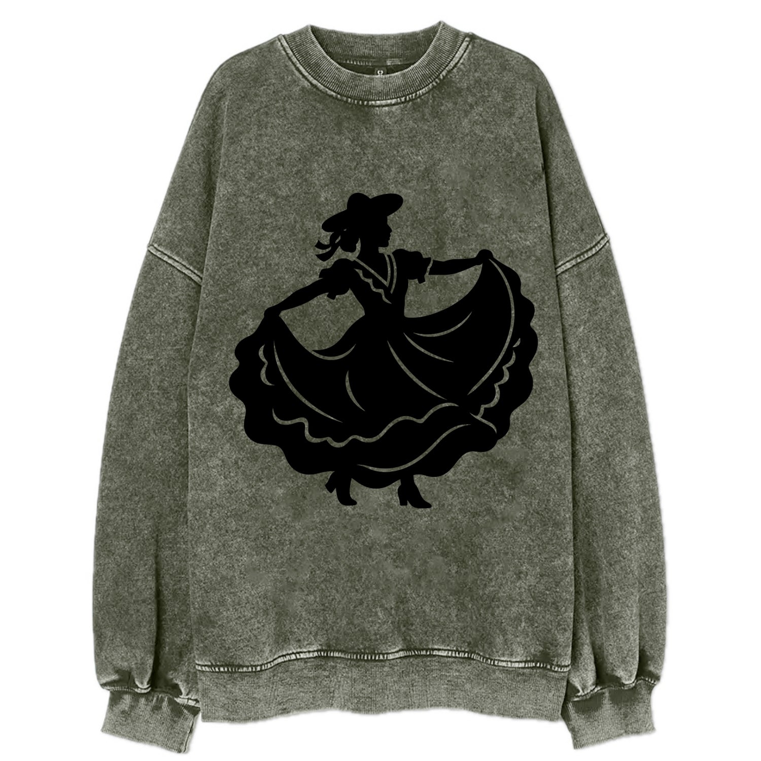 Mexican folk dancer twirling skirt - Vintage Sweatshirt - Forest Mist(Green)