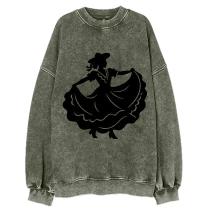 Mexican folk dancer twirling skirt - Vintage Sweatshirt - Forest Mist(Green)