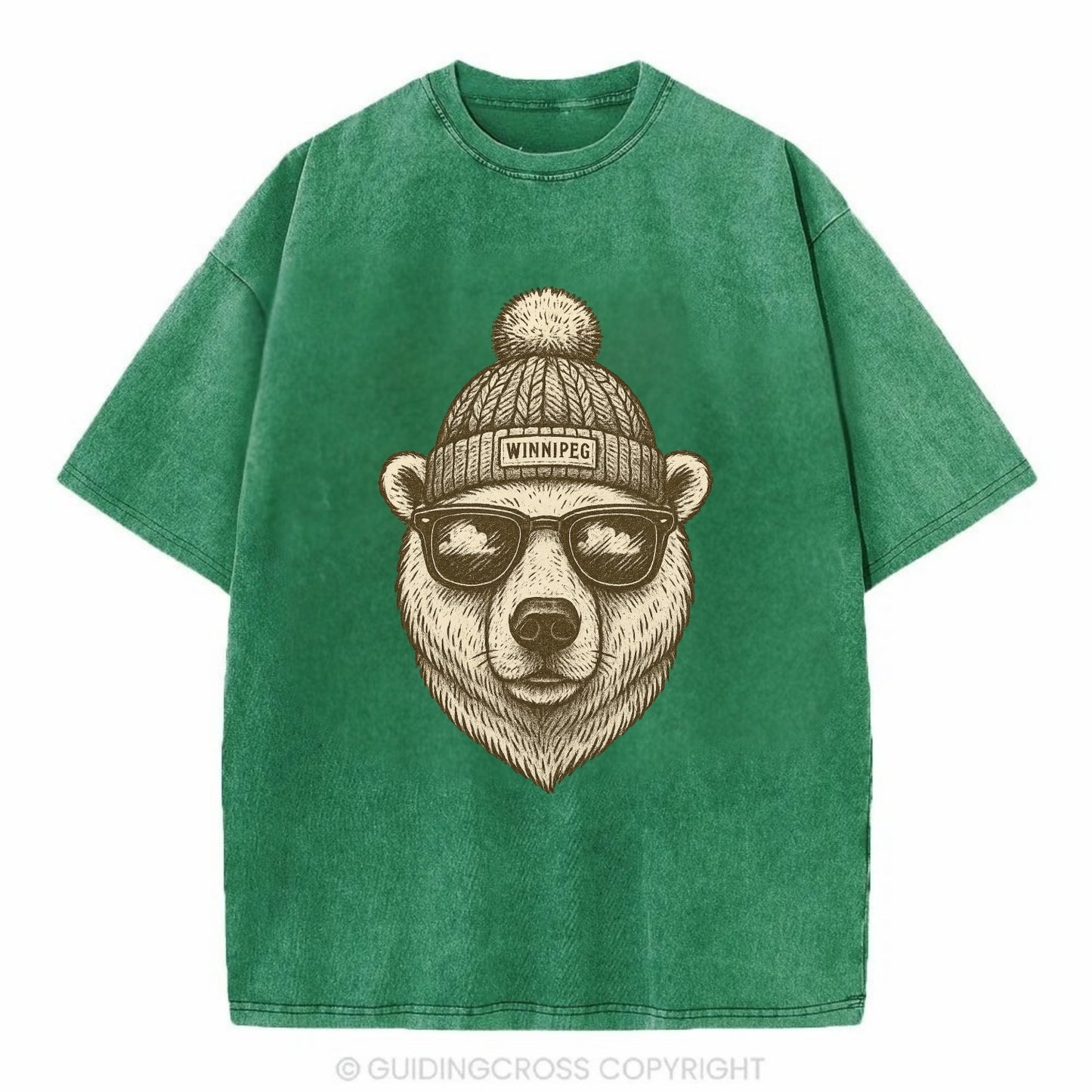 Winnipeg Polar Bear wearing Winnipeg bea - Vintage T-shirt - Forest Mist(Green)