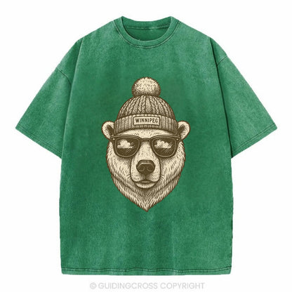 Winnipeg Polar Bear wearing Winnipeg bea - Vintage T-shirt - Forest Mist(Green)