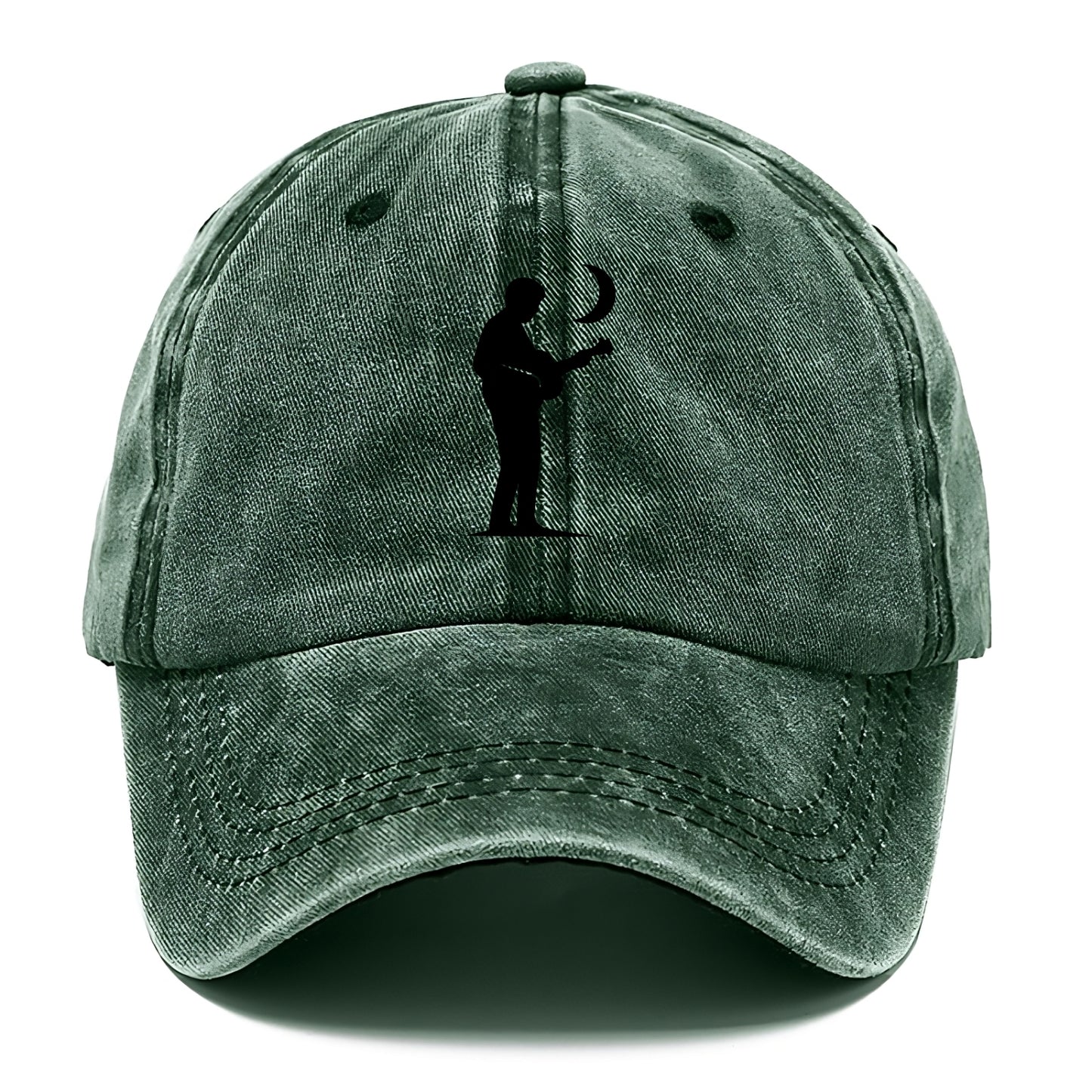 Guitarist playing acoustic under moonlight - Classic Cap - Forest Mist(Green)