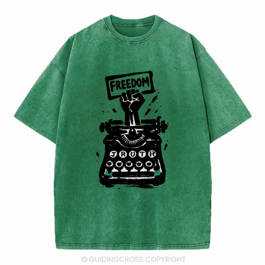 Typewriter keys - journalism and truth ink art - Vintage T-shirt - Forest Mist(Green)