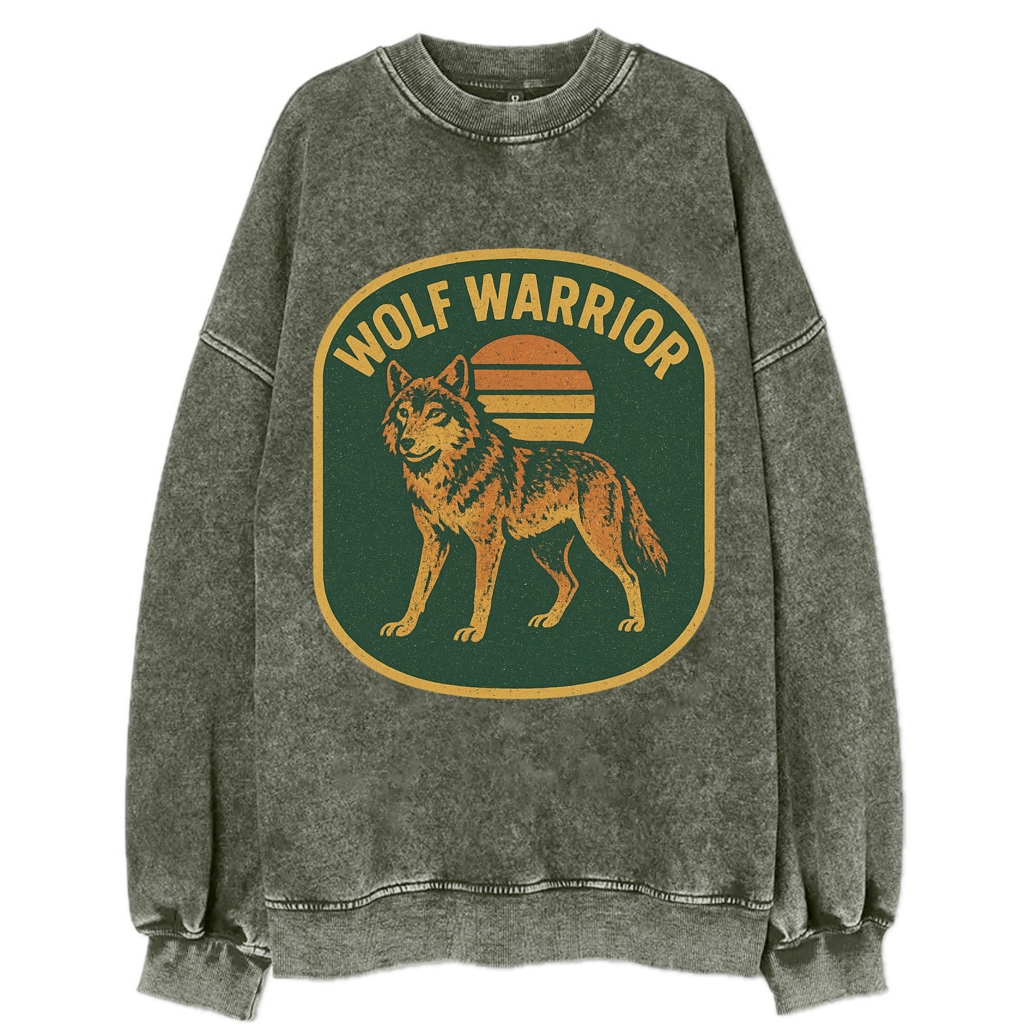 Wolf Warrior  - Vintage Sweatshirt - Forest Mist(Green)
