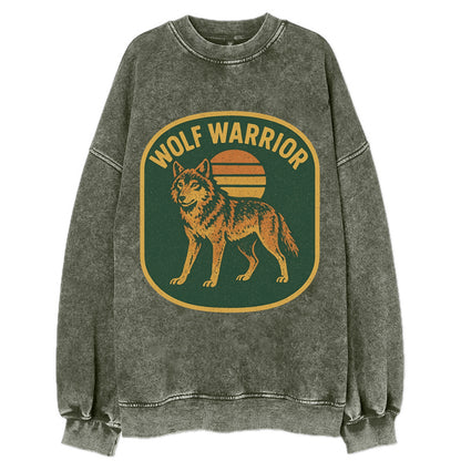 Wolf Warrior  - Vintage Sweatshirt - Forest Mist(Green)