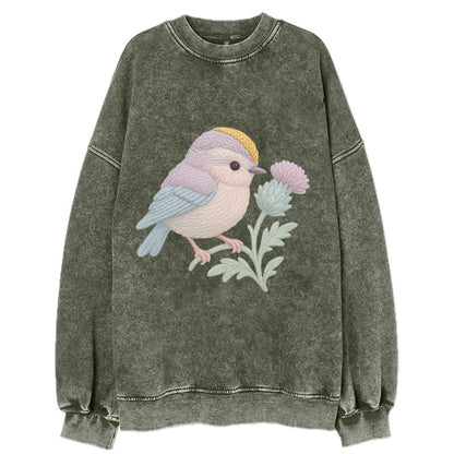 Firecrest Thistle Crown  - Vintage Sweatshirt - Forest Mist(Green)