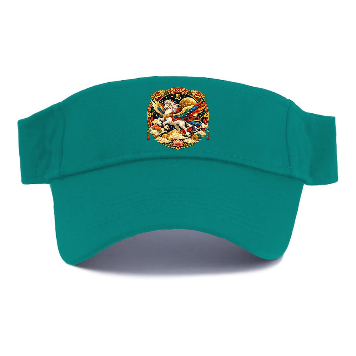 CELESTIAL HORSE | Heavenly horse among clouds and stars | Wings of flowing energy ribbons | - Visor - Forest Mist(Green)