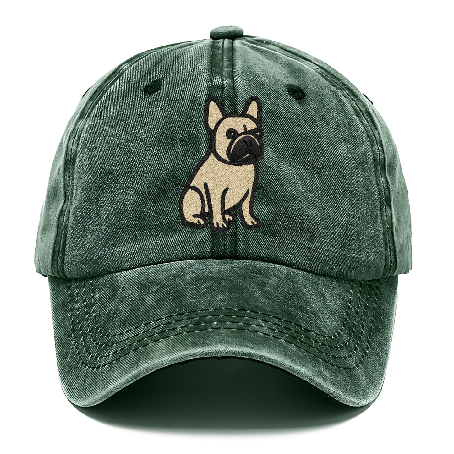 French Bulldog Fawn Colored Clean Sitting Pose Classic Cap - Forest Mist(Green)