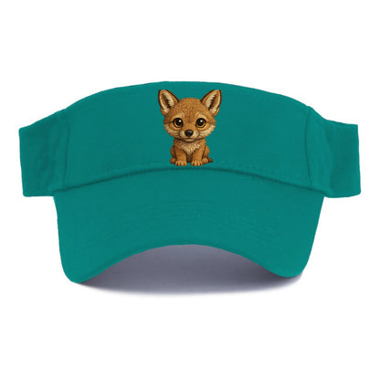 Baby Coyote Pup - tan fur, large ears, golden eyes, front-facing, clever baby - Visor - Forest Mist(Green)