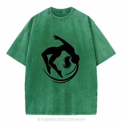 Gymnast mid-backflip rotation - Vintage T-shirt - Forest Mist(Green)