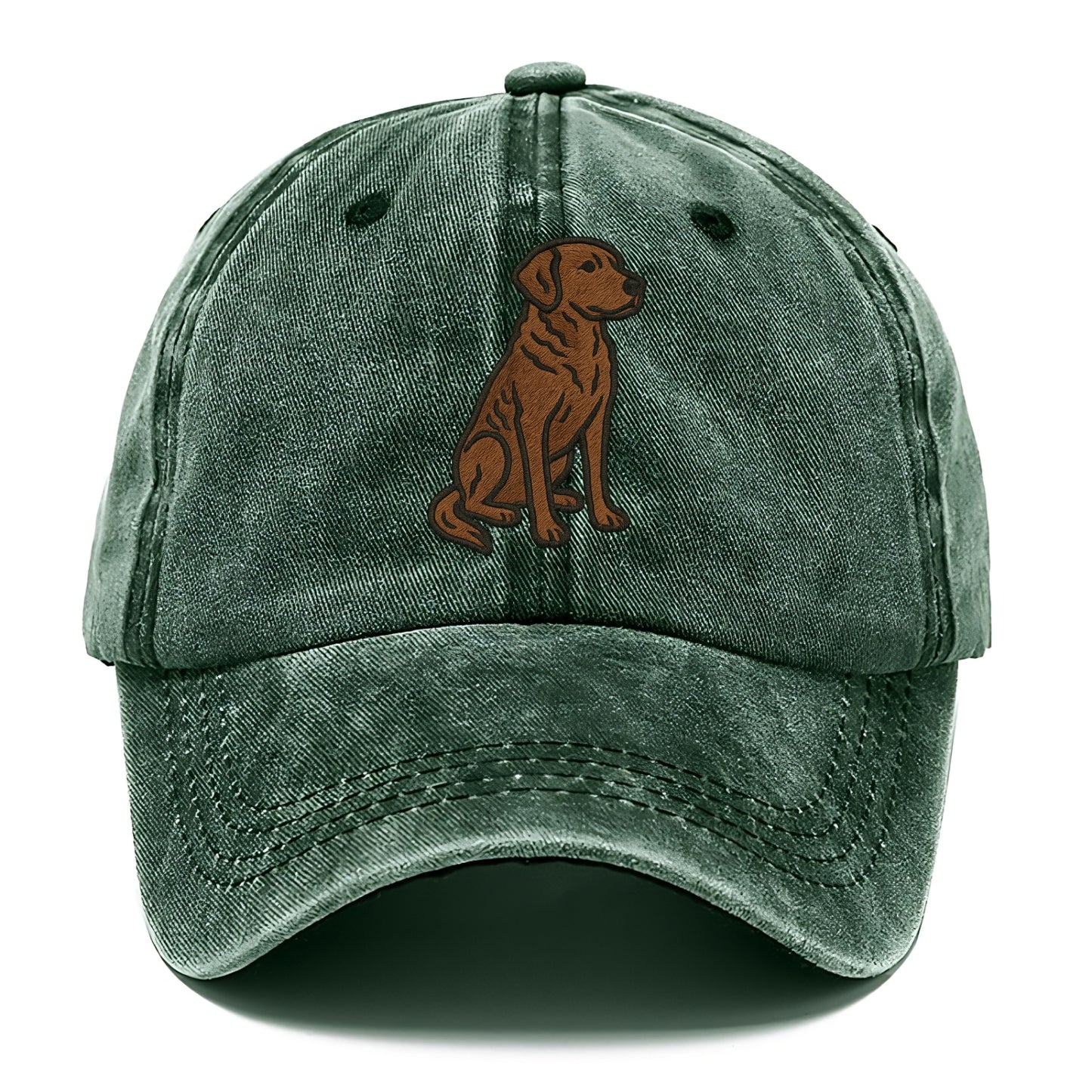 Chesapeake Bay Retriever - Brown wavy coat embroidered sitting pose - Classic Cap - Forest Mist(Green)