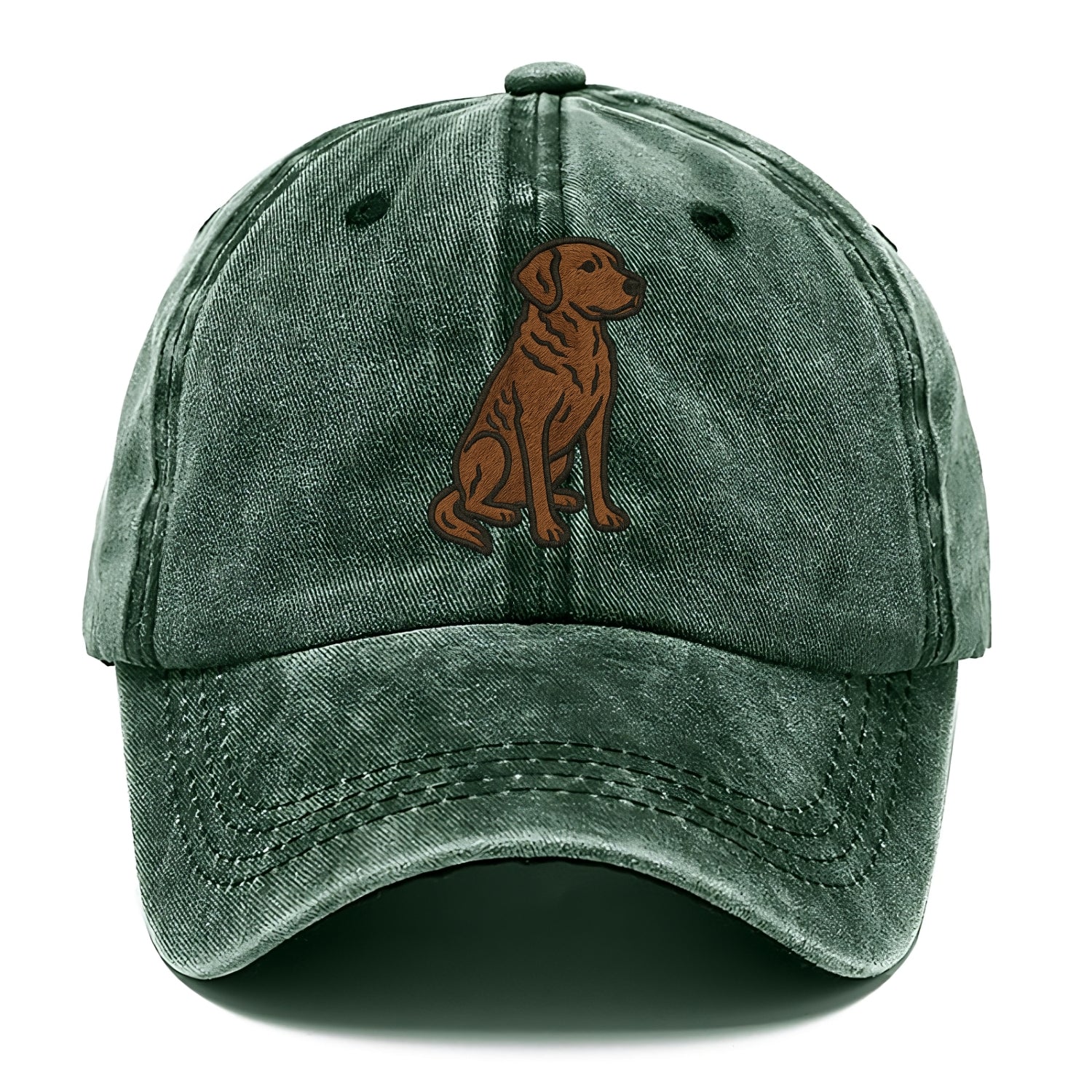 Chesapeake Bay Retriever - Brown wavy coat embroidered sitting pose - Classic Cap - Forest Mist(Green)