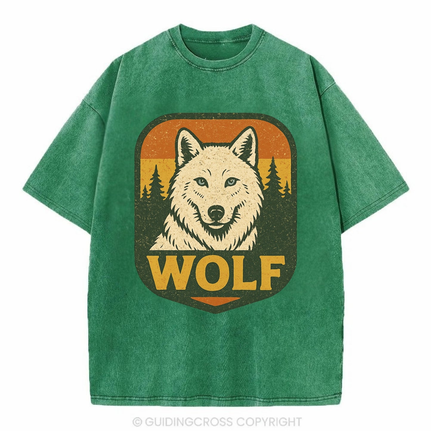 Arctic White Wolf  - Vintage T-shirt - Forest Mist(Green)