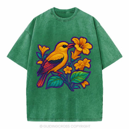 Golden Oriole - Vintage T-shirt - Forest Mist(Green)
