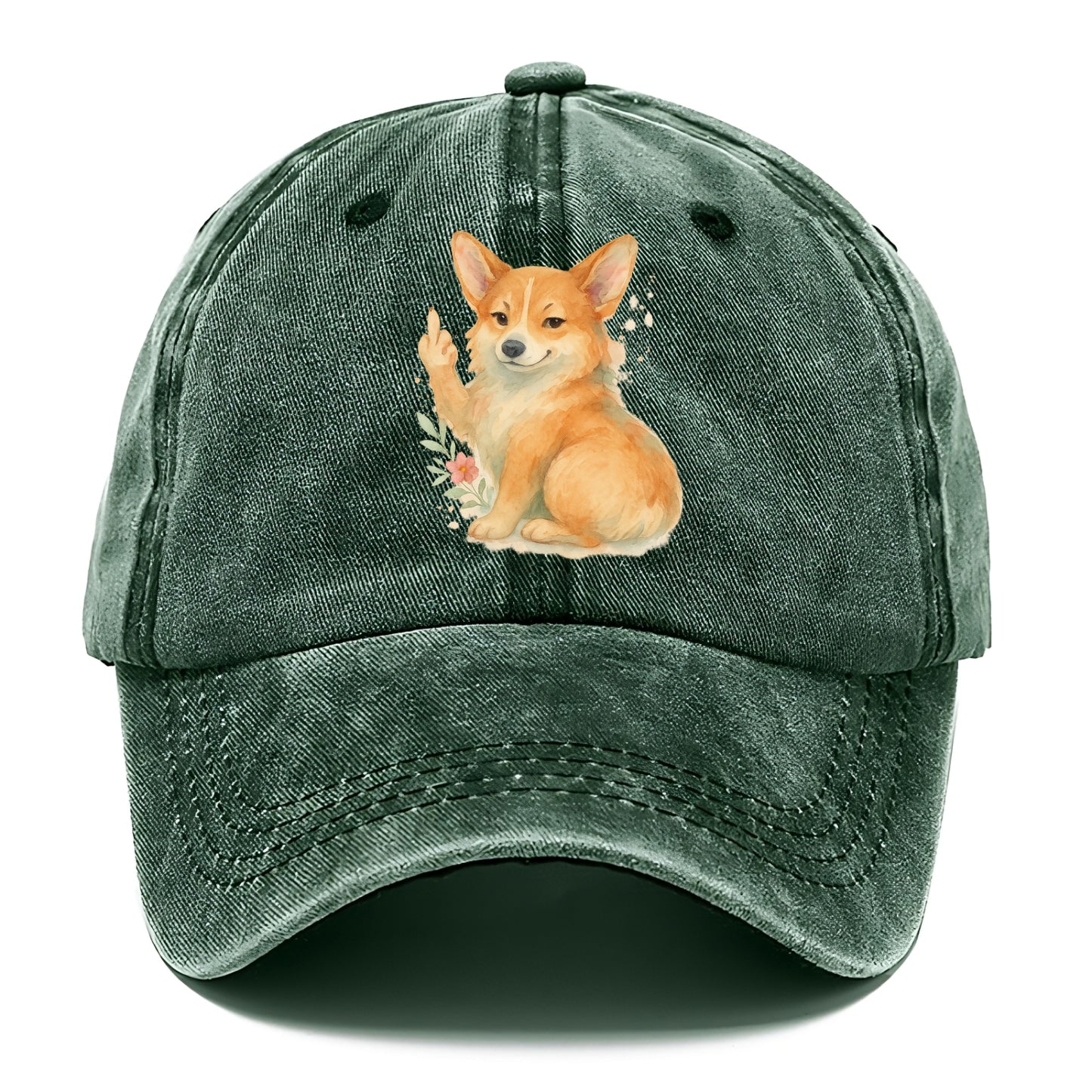 Corgi short legs and fluffy butt, one stubby paw up with sass - Classic Cap - Forest Mist(Green)