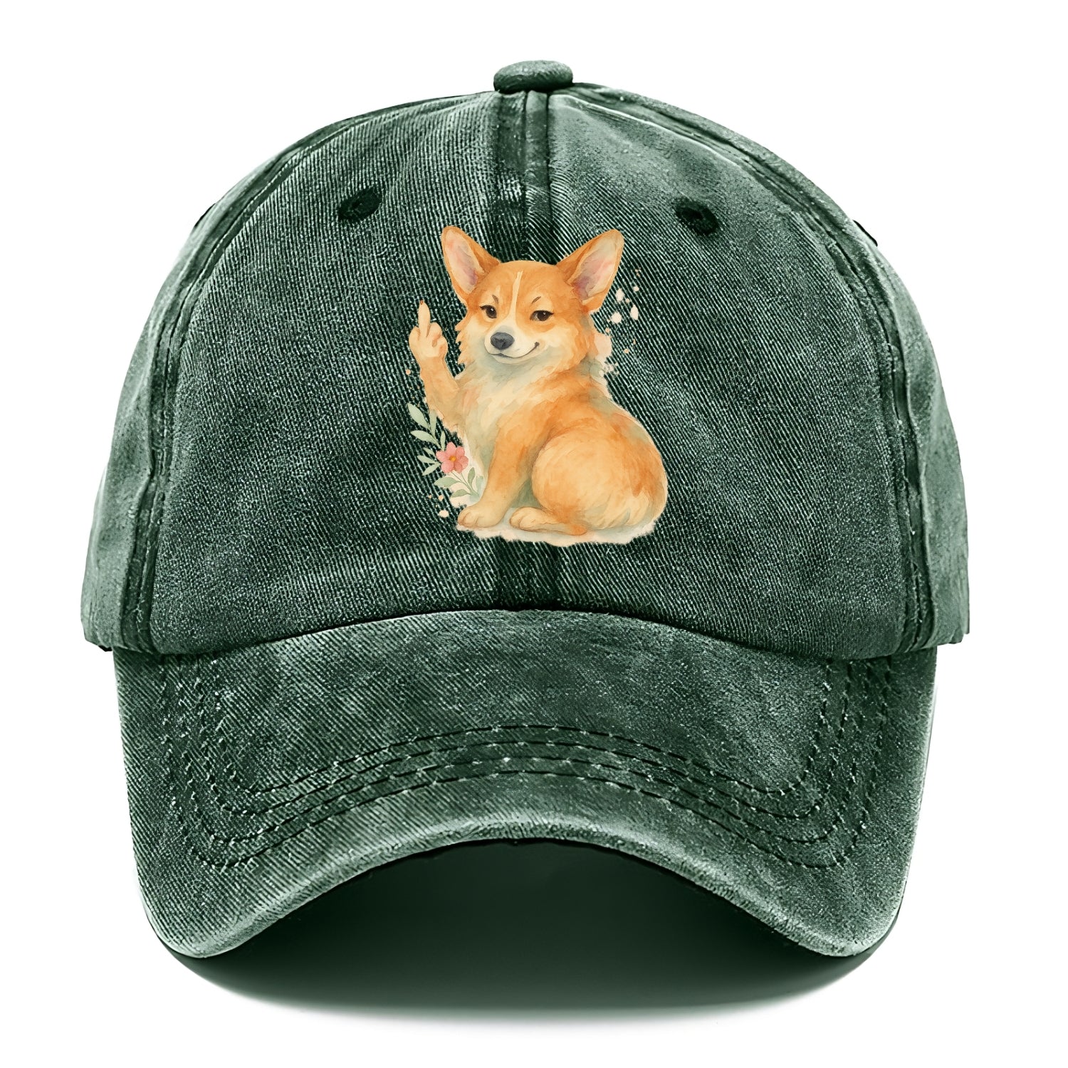Corgi short legs and fluffy butt, one stubby paw up with sass - Classic Cap - Forest Mist(Green)