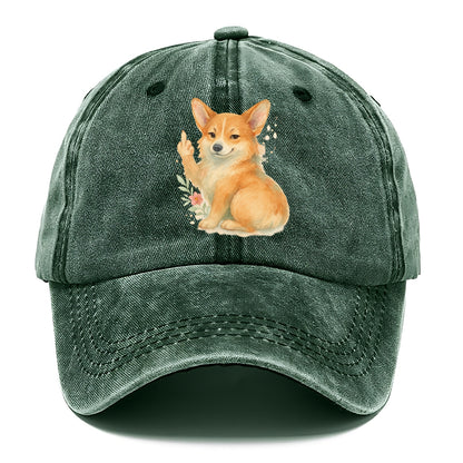 Corgi short legs and fluffy butt, one stubby paw up with sass - Classic Cap - Forest Mist(Green)