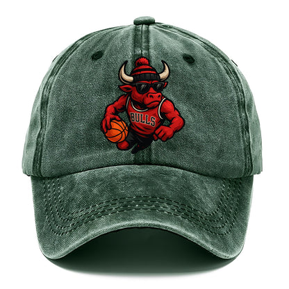 Chicago Bull wearing Bulls red and black beanie with horns design and wayfarer - Classic Cap - Forest Mist(Green)