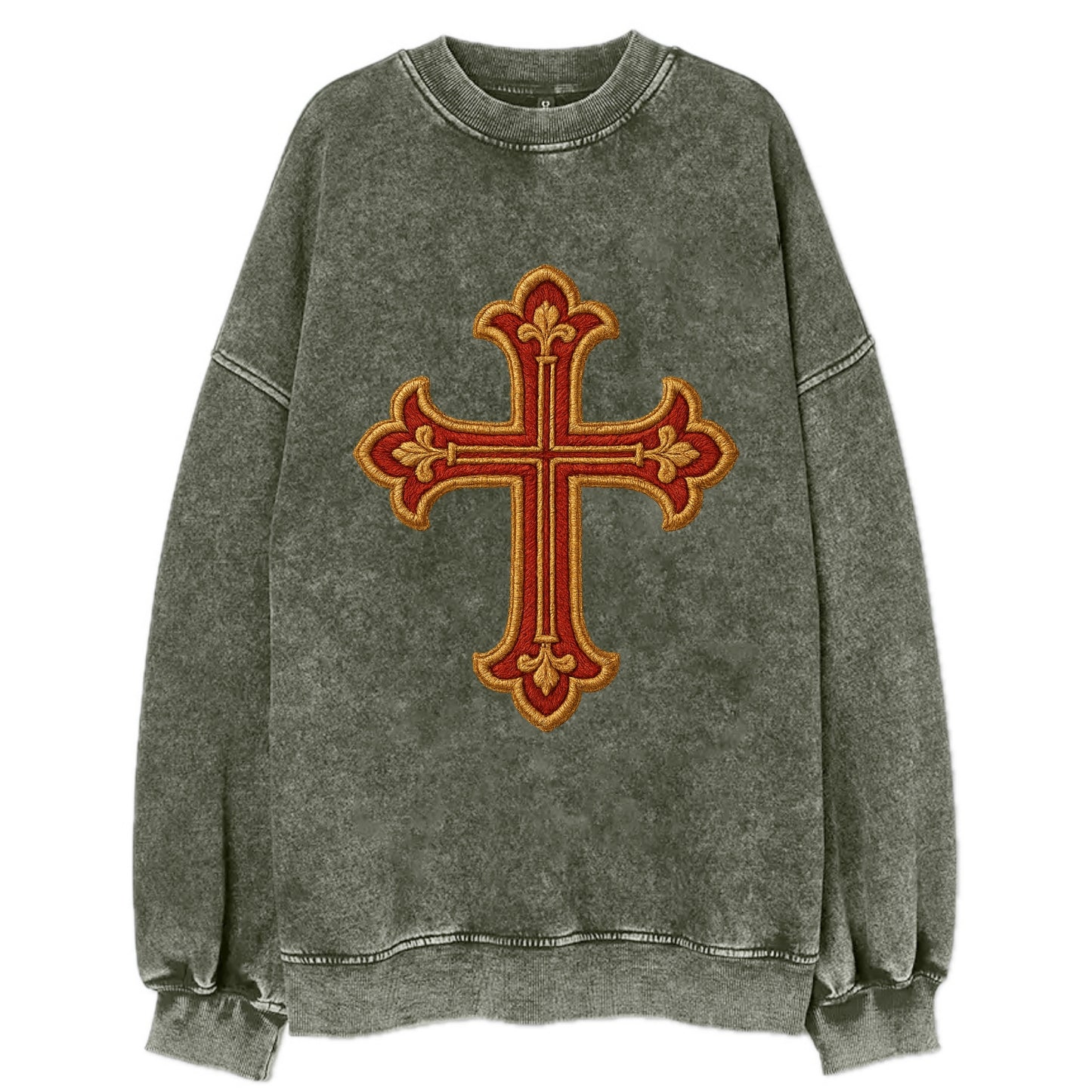 Armenian Cross - Vintage Sweatshirt - Forest Mist(Green)
