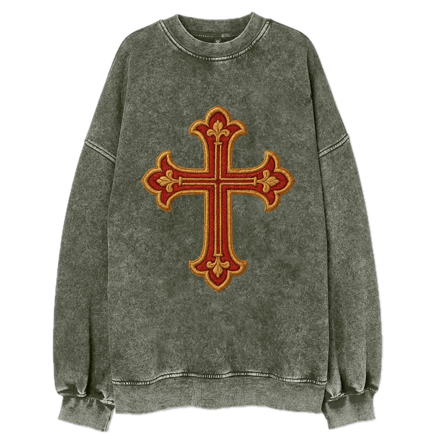 Armenian Cross - Vintage Sweatshirt - Forest Mist(Green)