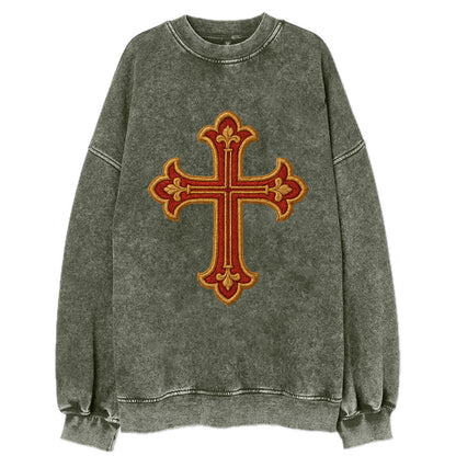 Armenian Cross - Vintage Sweatshirt - Forest Mist(Green)