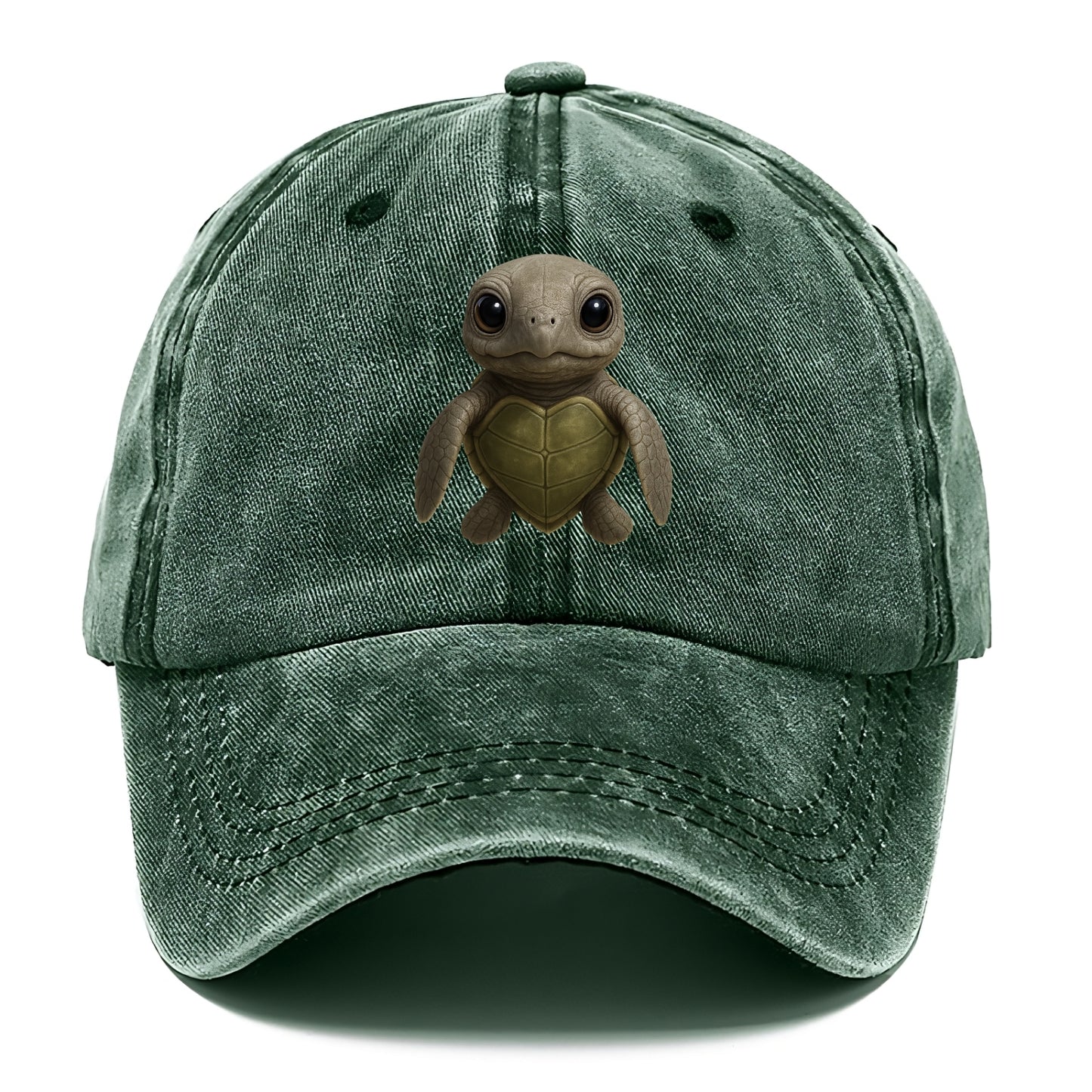 Baby Olive Ridley Turtle - olive green shell, heart-shaped carapace, bright eyes, - Classic Cap - Forest Mist(Green)