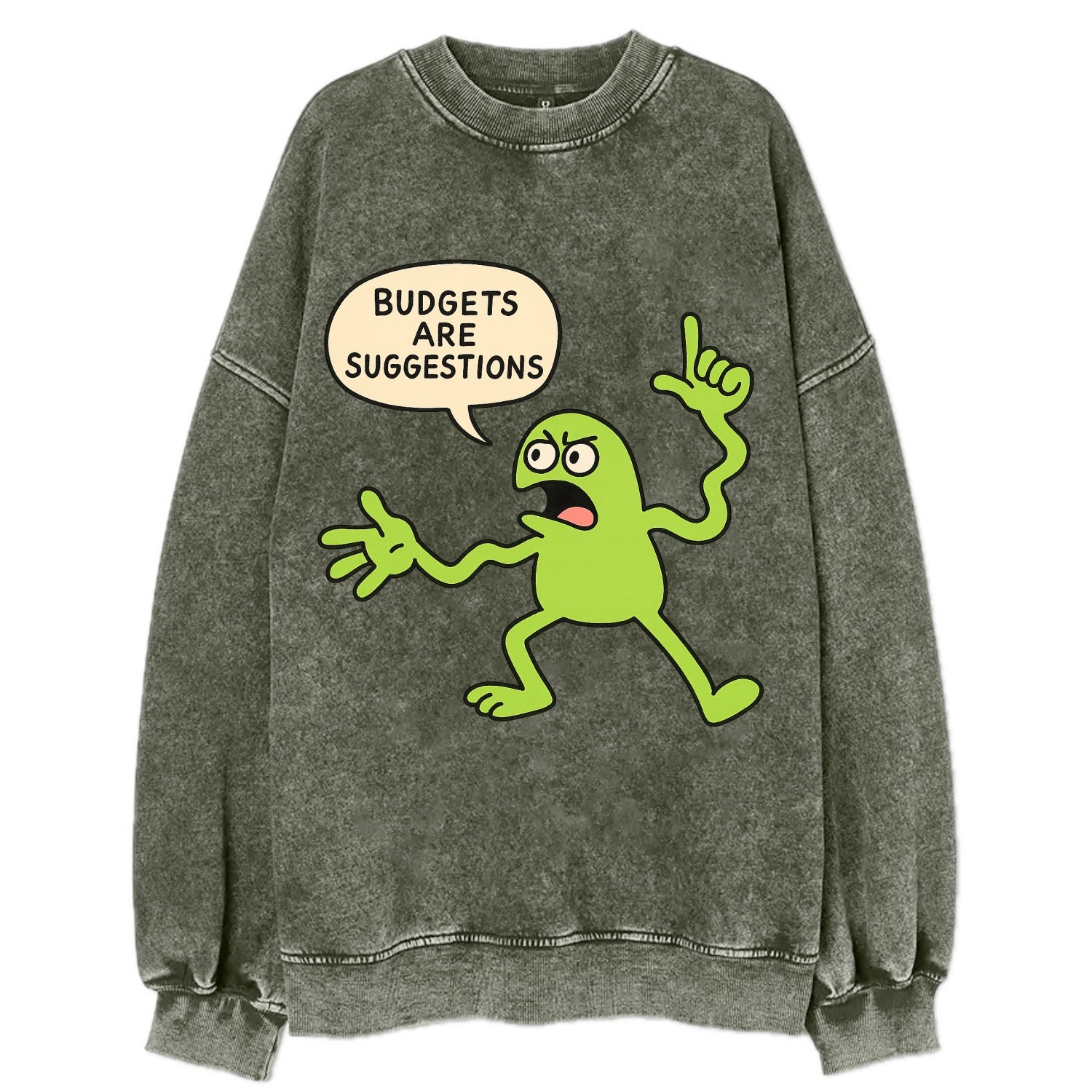 BUDGETS ARE SUGGESTIONS | Rebellious calculator - Vintage Sweatshirt - Forest Mist(Green)