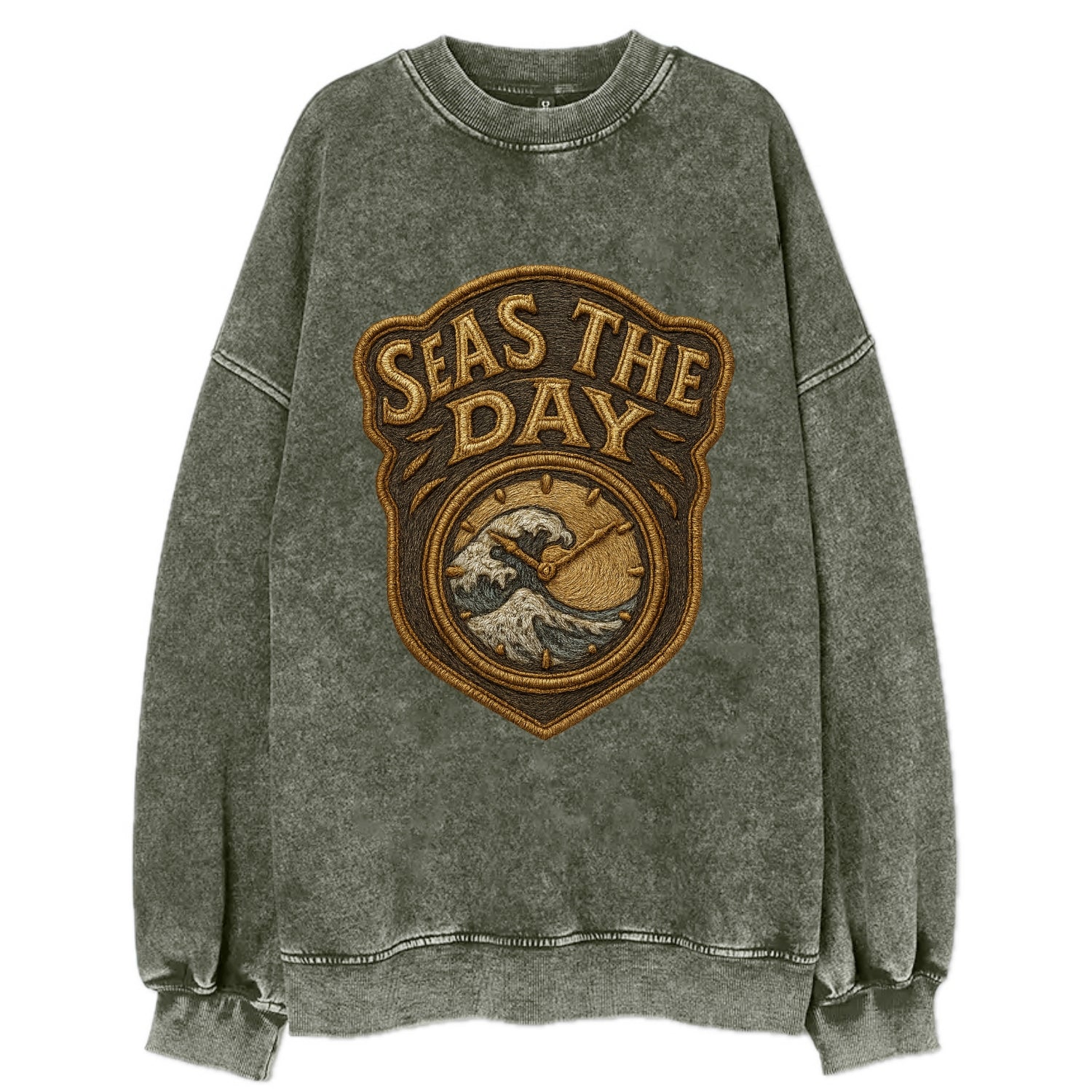 Seas The Day  - Vintage Sweatshirt - Forest Mist(Green)