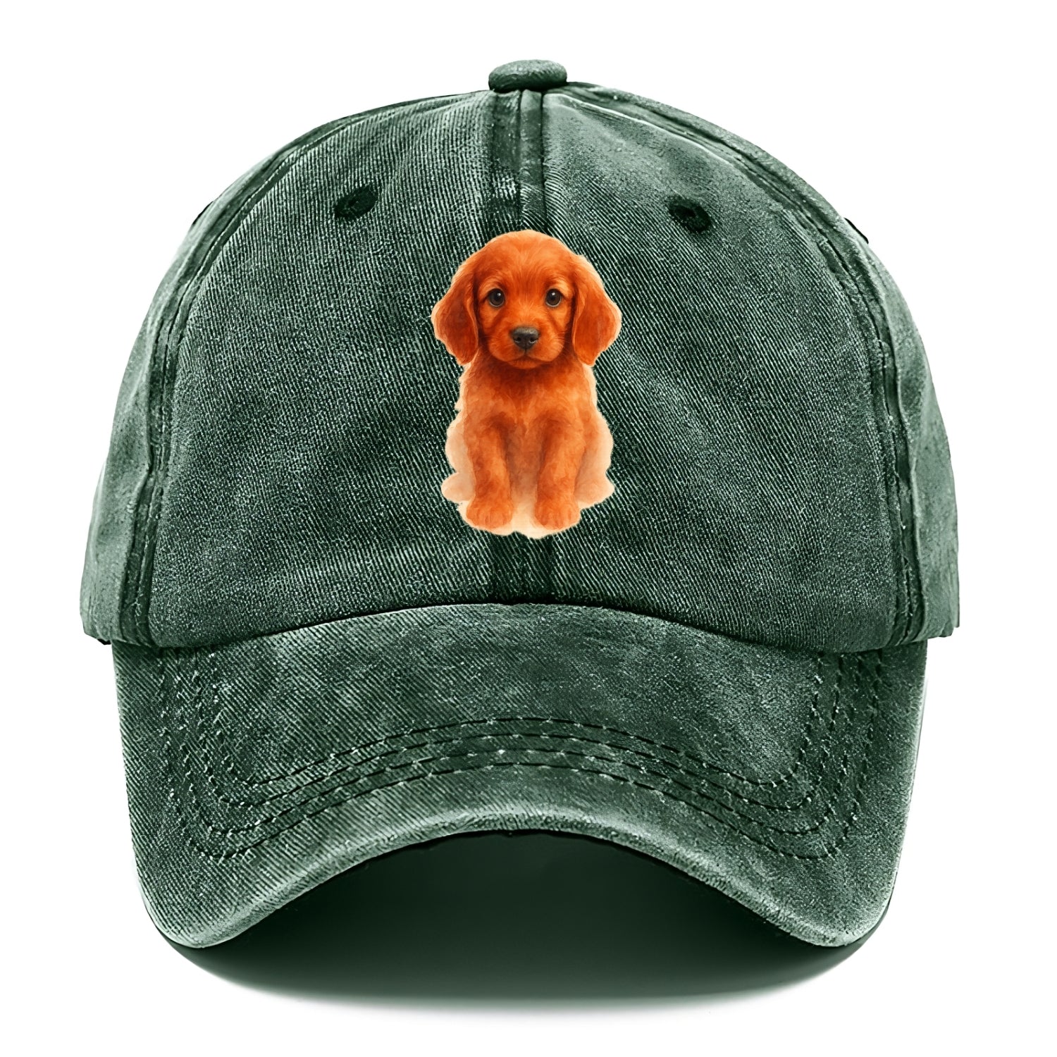 Baby Irish Setter Puppy - mahogany red coat, feathered ears, friendly eyes, - Classic Cap - Forest Mist(Green)