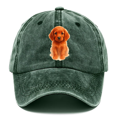 Baby Irish Setter Puppy - mahogany red coat, feathered ears, friendly eyes, - Classic Cap - Forest Mist(Green)