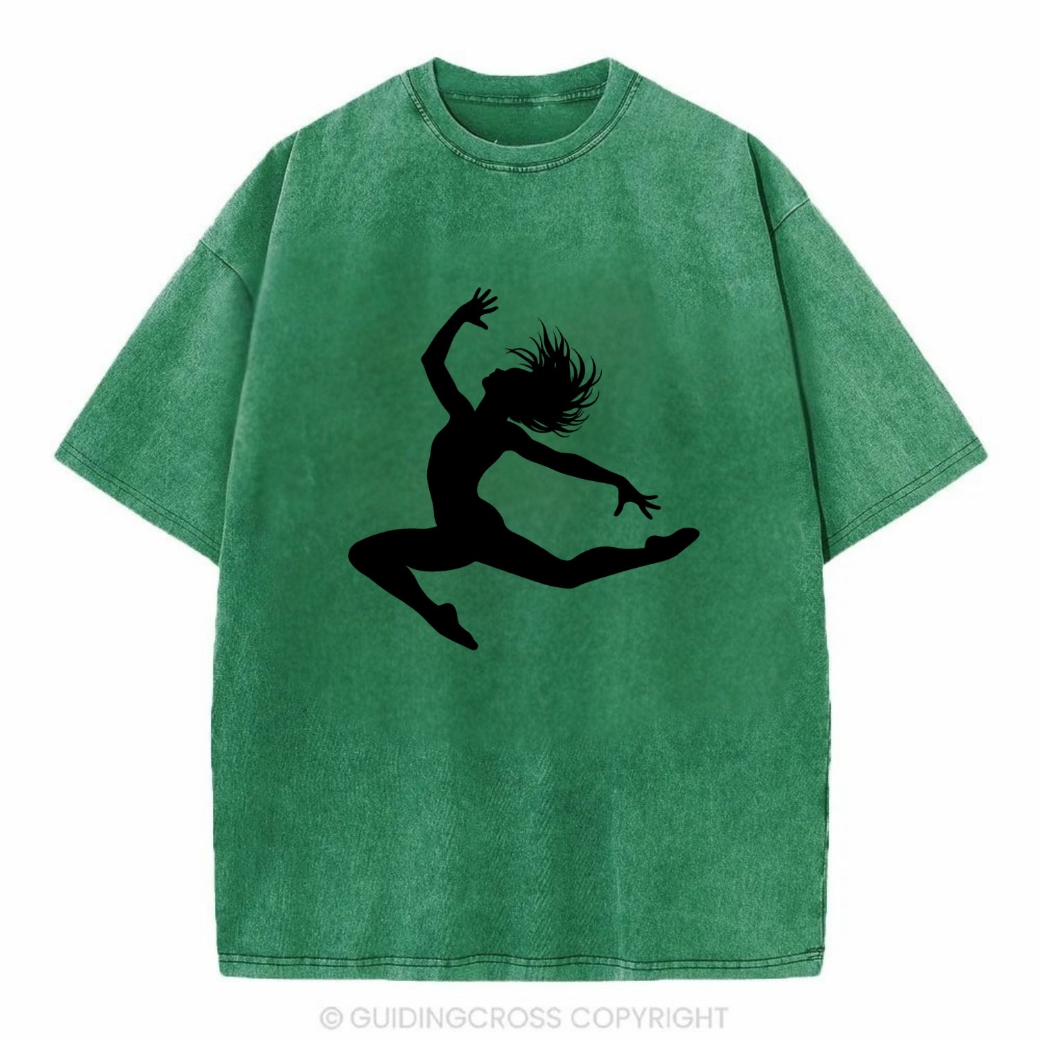 Contemporary dancer leap mid-air - Vintage T-shirt - Forest Mist(Green)