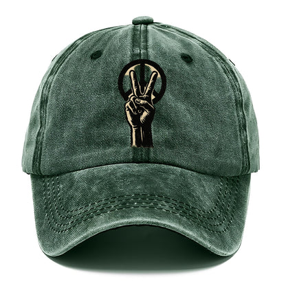 Peace sign hand gesture - anti-war movement ink brushstrokes - Classic Cap - Forest Mist(Green)