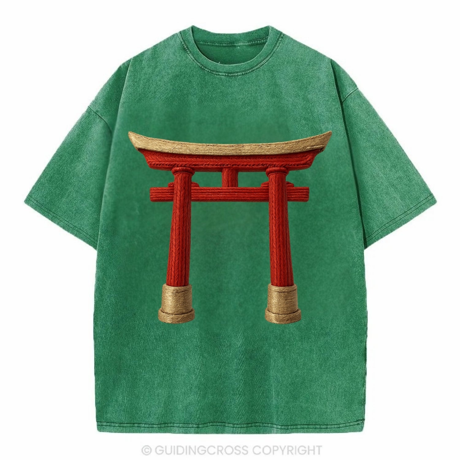 Japanese Torii Gate  - Vintage T-shirt - Forest Mist(Green)