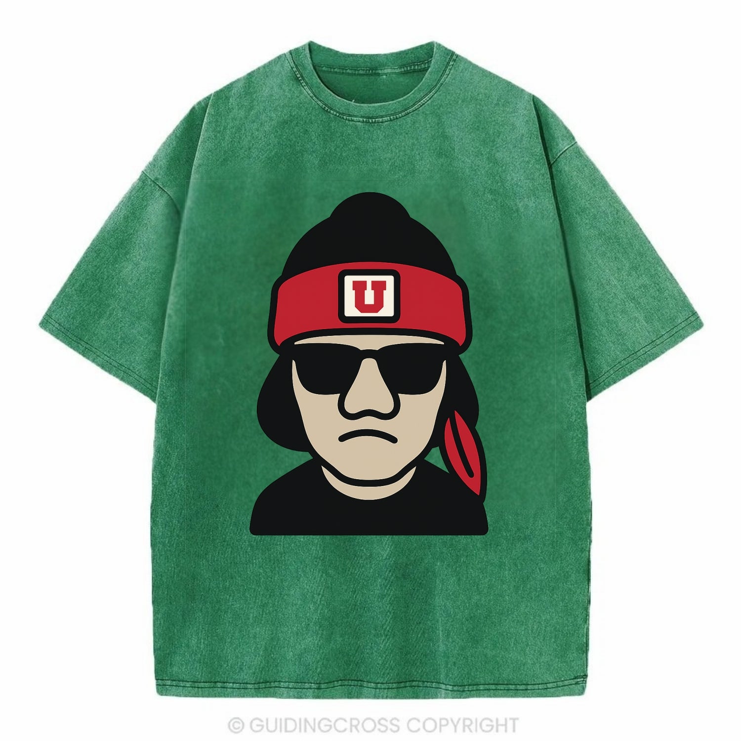 Salt Lake Ute wearing Utah beanie with U patch - Vintage T-shirt - Forest Mist(Green)