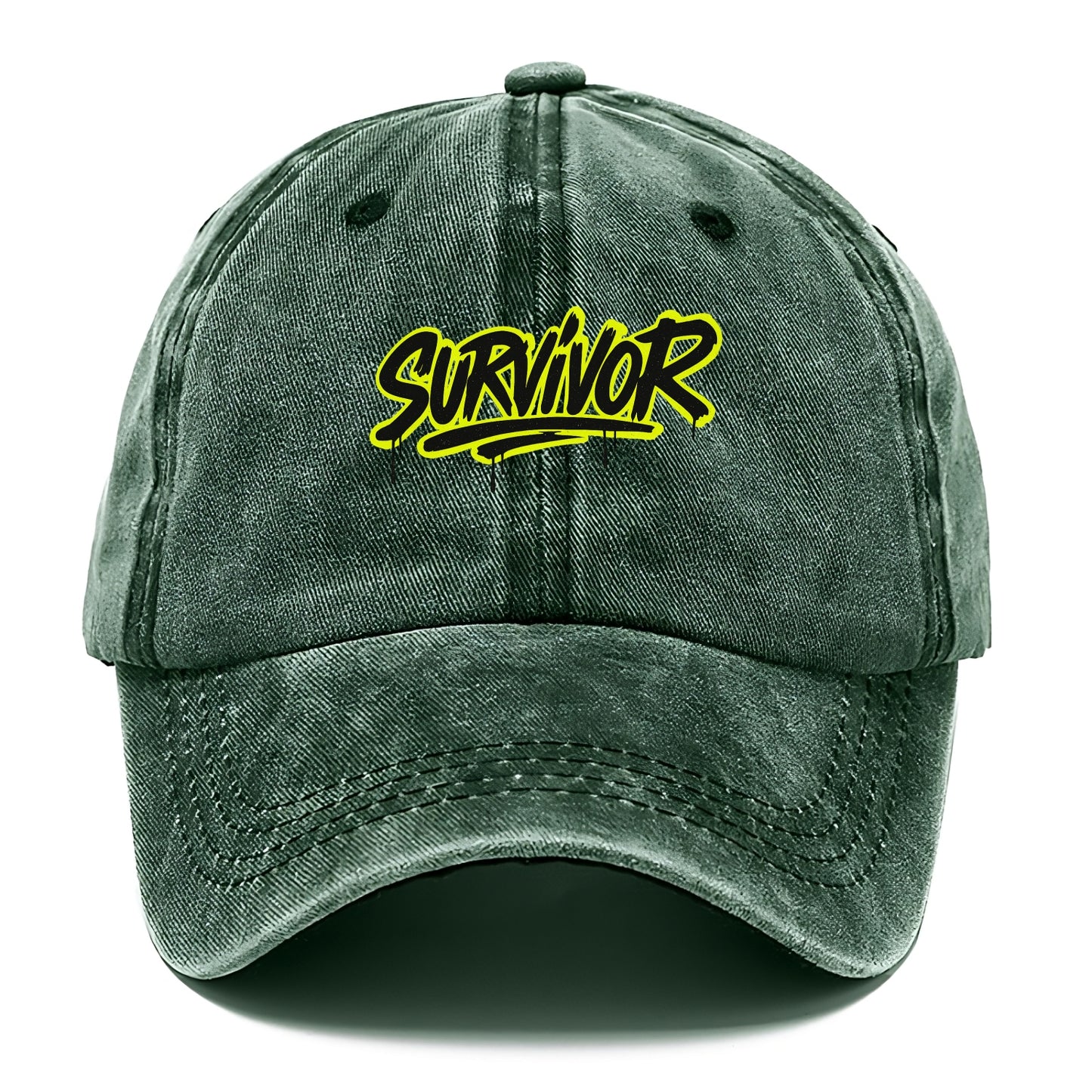Bold typography design - "SURVIVOR" - overcomer, still standing, made it through - Classic Cap - Forest Mist(Green)