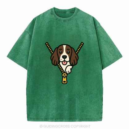 English Springer Spaniel - Vintage T-shirt - Forest Mist(Green)