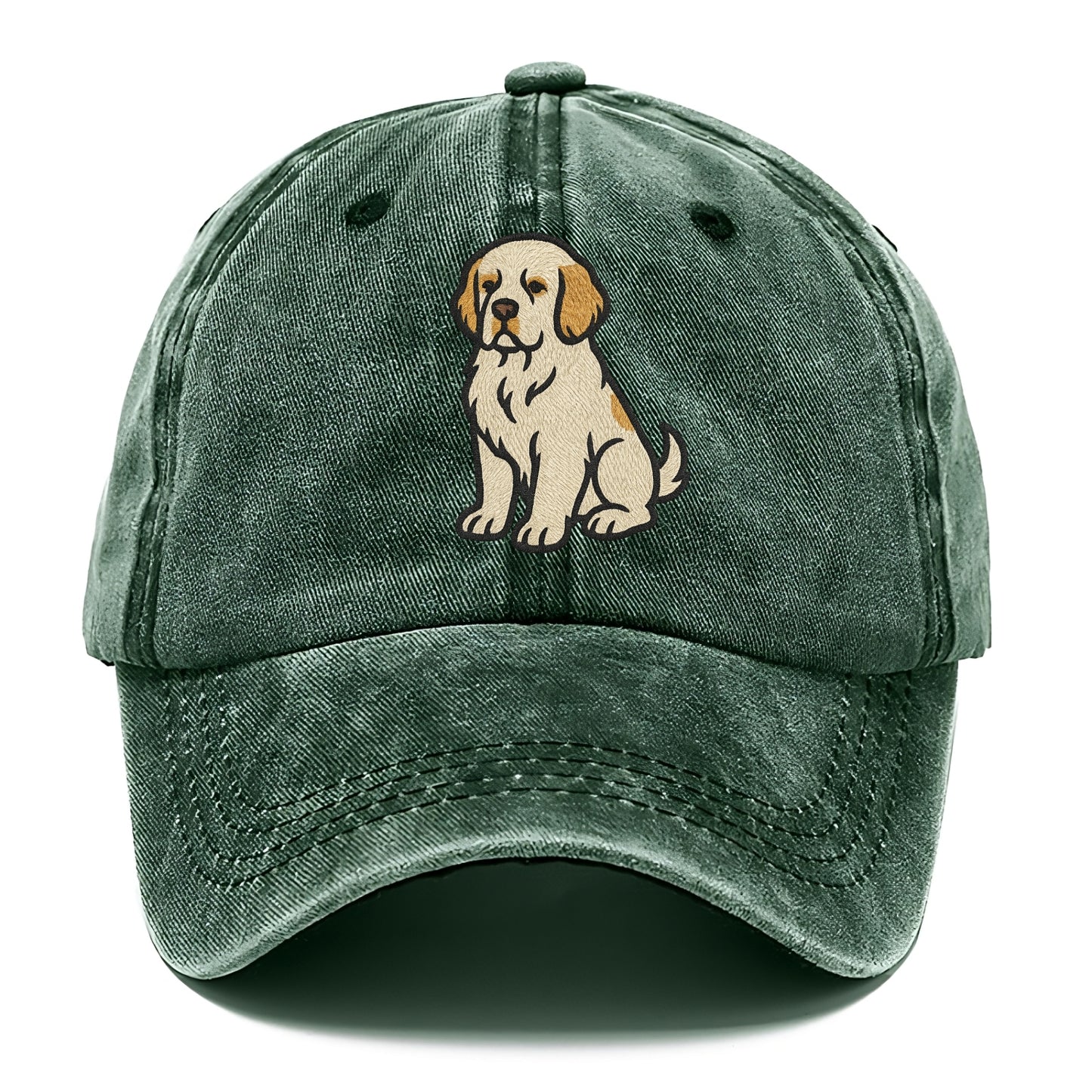 Clumber Spaniel - White with lemon markings embroidered pose - Classic Cap - Forest Mist(Green)