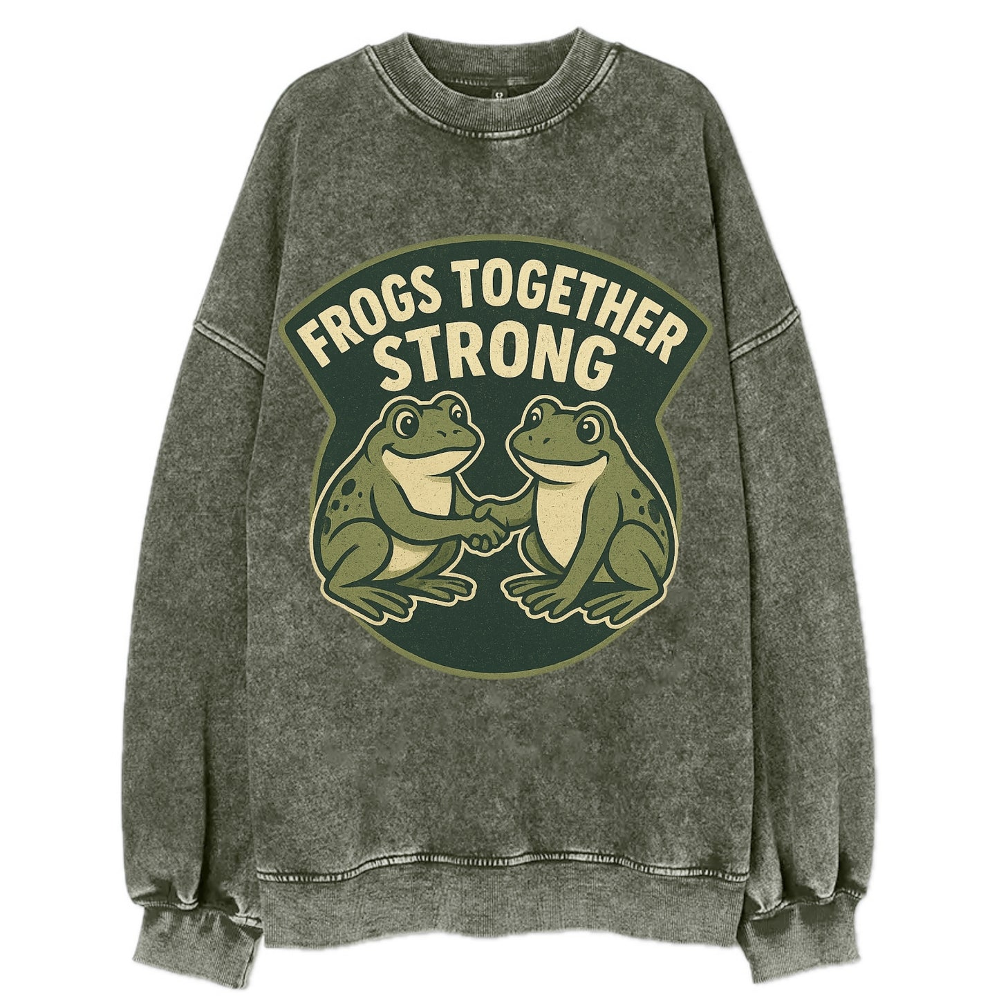 Frogs Together Strong 3 - Vintage Sweatshirt - Forest Mist(Green)
