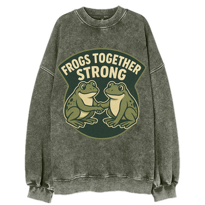 Frogs Together Strong 3 - Vintage Sweatshirt - Forest Mist(Green)