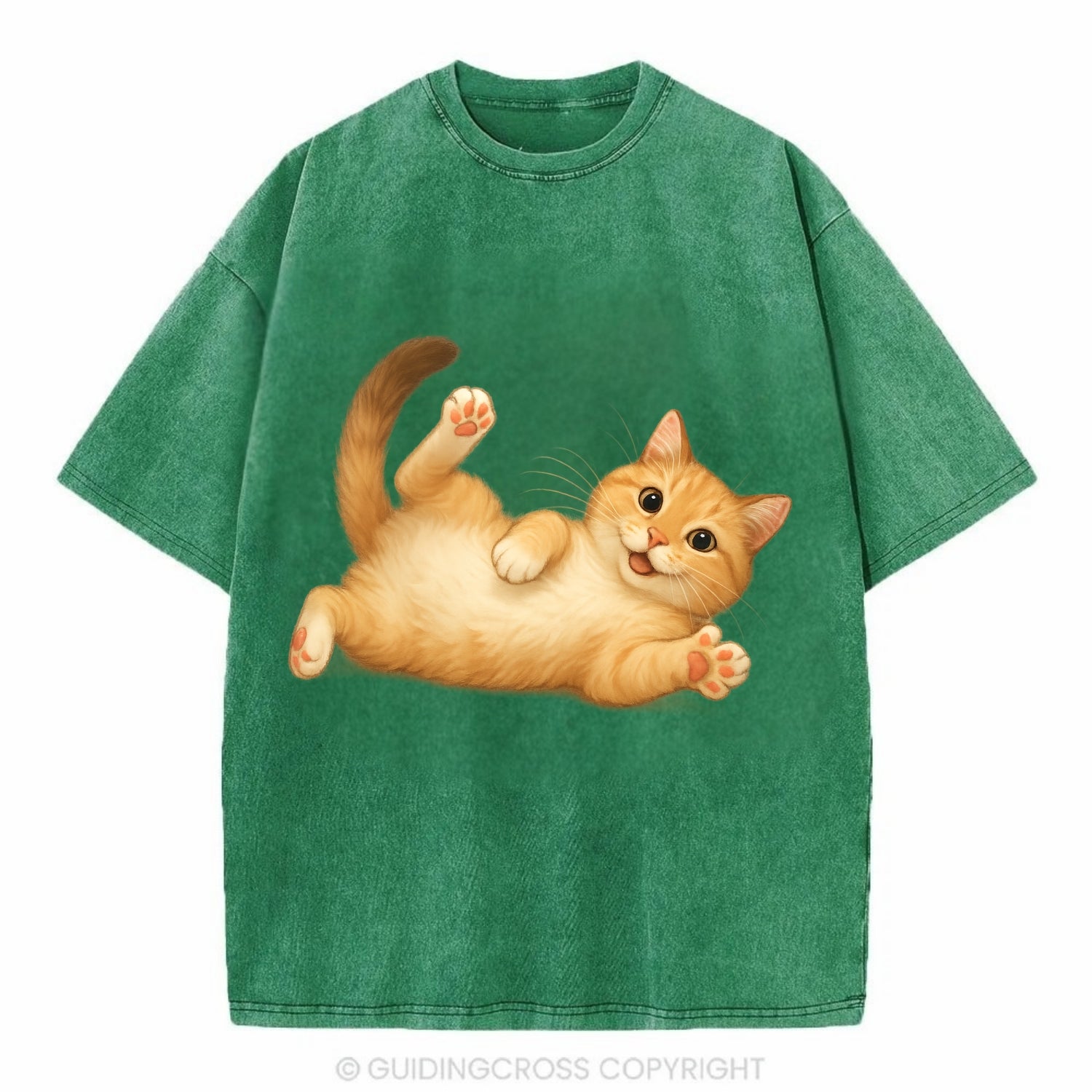 Therapy Cat  - Vintage T-shirt - Forest Mist(Green)