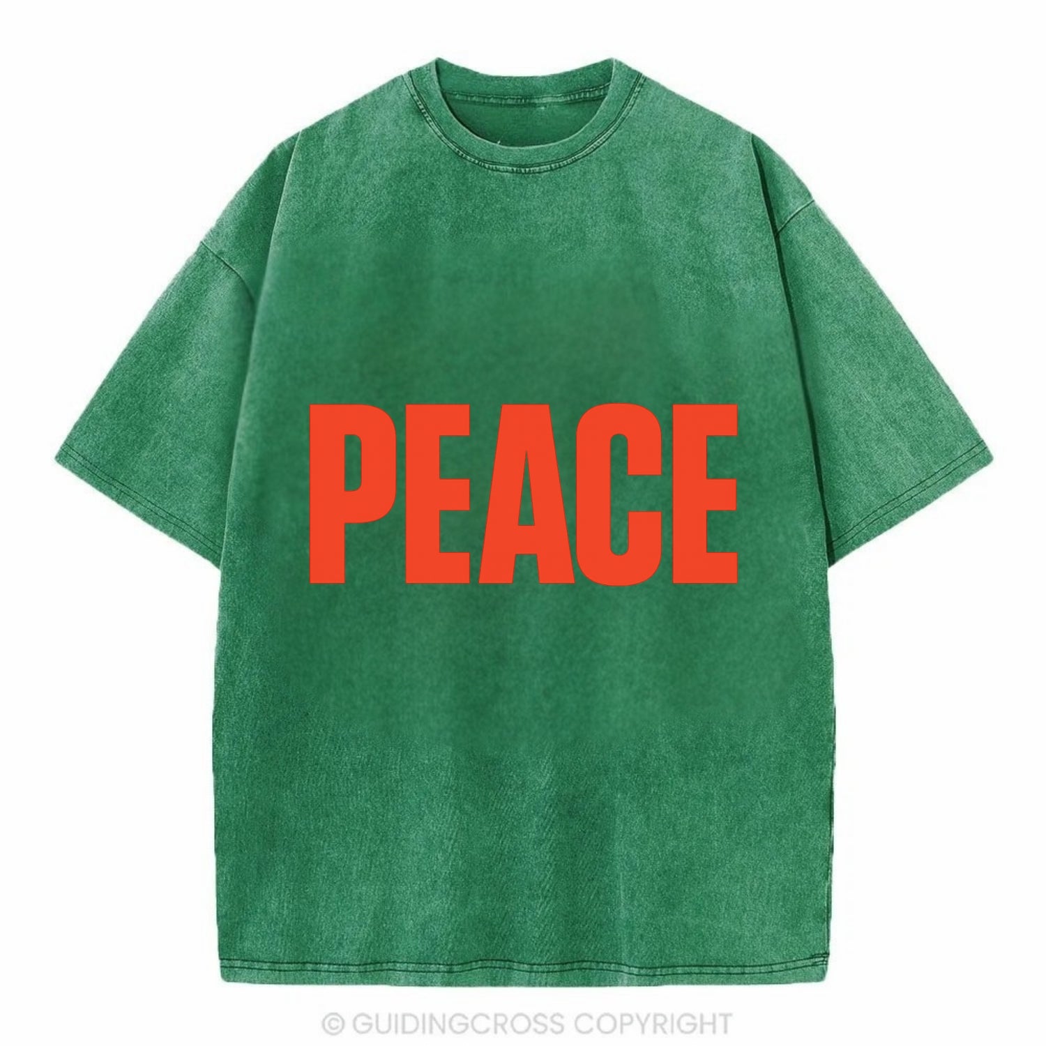 Bold typography design - "PEACE" - inner calm, tranquility, serenity - Vintage T-shirt - Forest Mist(Green)