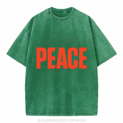 Bold typography design - "PEACE" - inner calm, tranquility, serenity - Vintage T-shirt - Forest Mist(Green)