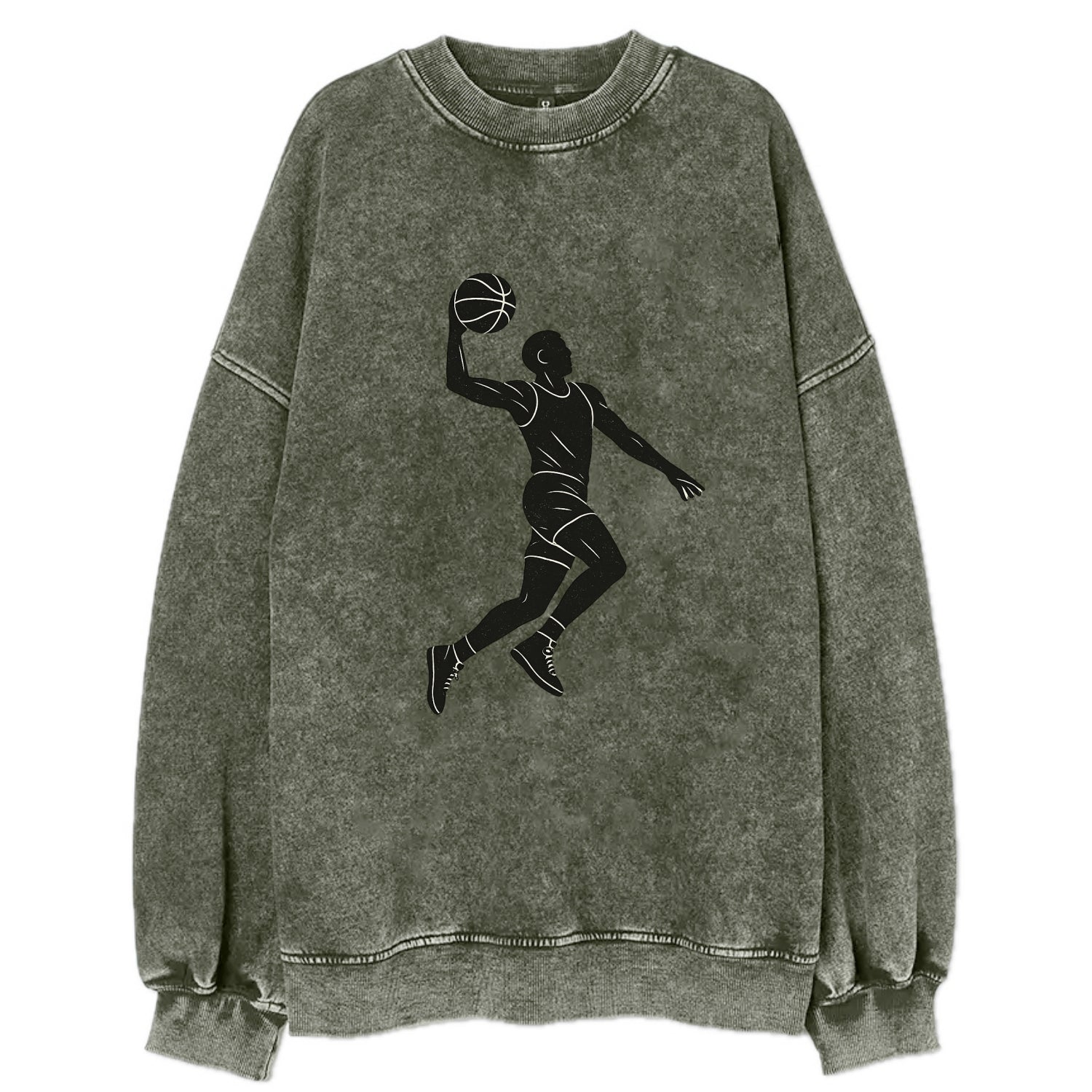 Basketball player dunking silhouette - Vintage Sweatshirt - Forest Mist(Green)