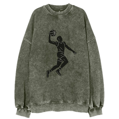 Basketball player dunking silhouette - Vintage Sweatshirt - Forest Mist(Green)