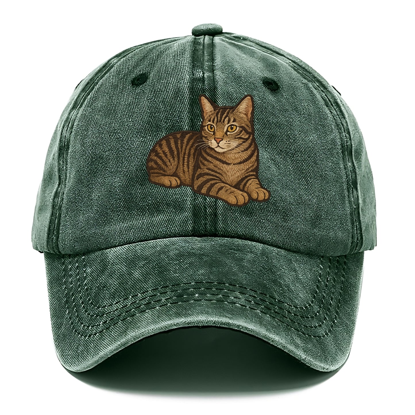 Manx  relaxed lying down with head up em Classic Cap - Forest Mist(Green)